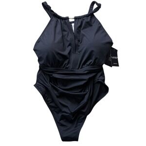 Lauren Ralph Lauren Womens Size 20W Slimming Fit Black 1 Piece Swimsuit NWT